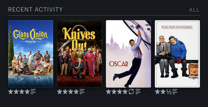 Posters of my last four watched movies at letterboxd as described in the toot.