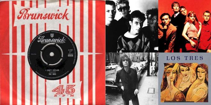 Collage of photos of the bands The Who, Bauhaus, Pulp, Syd Barrett, Los Tres